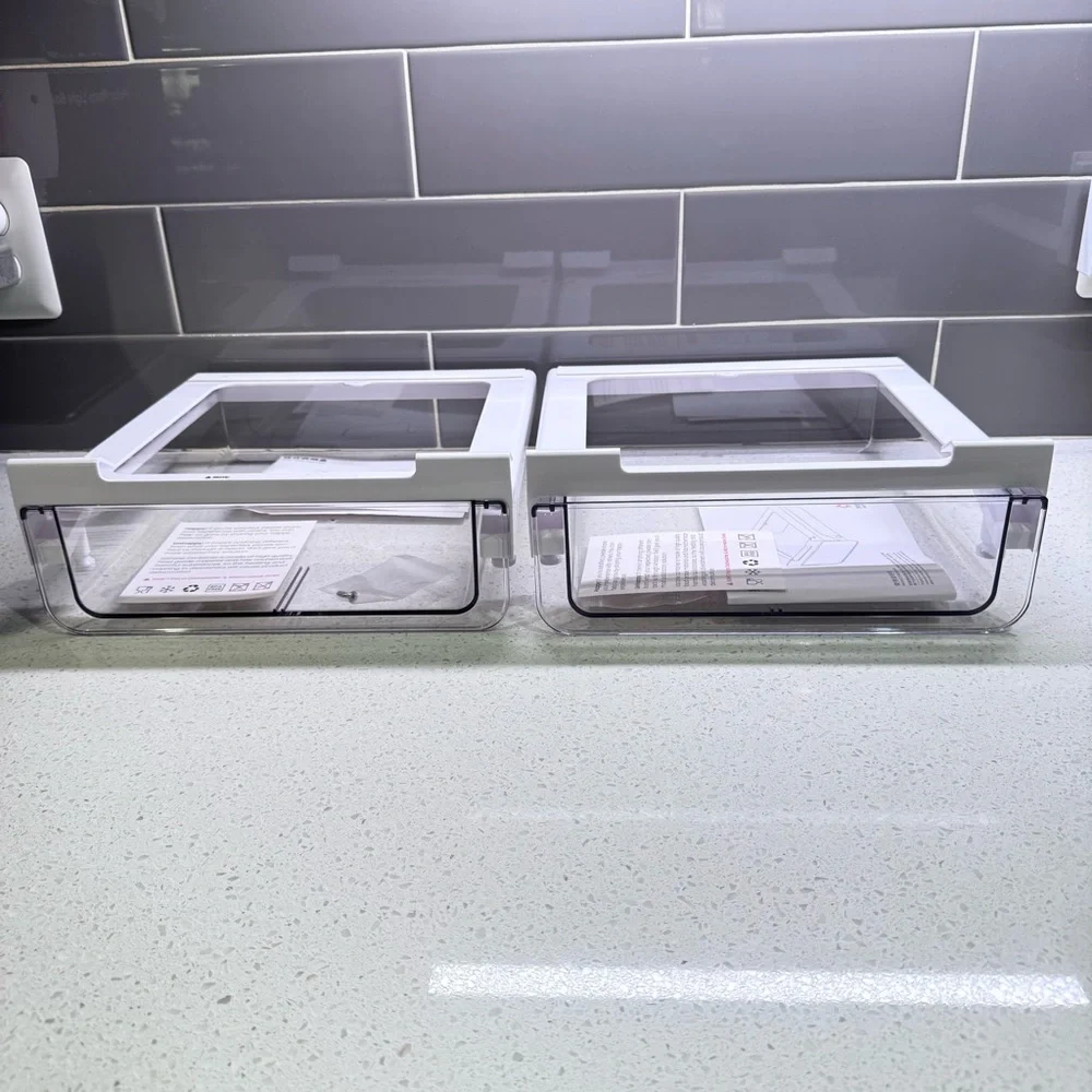 Set of 2 “Under Shelf” White and Clear Storage Drawer NEW